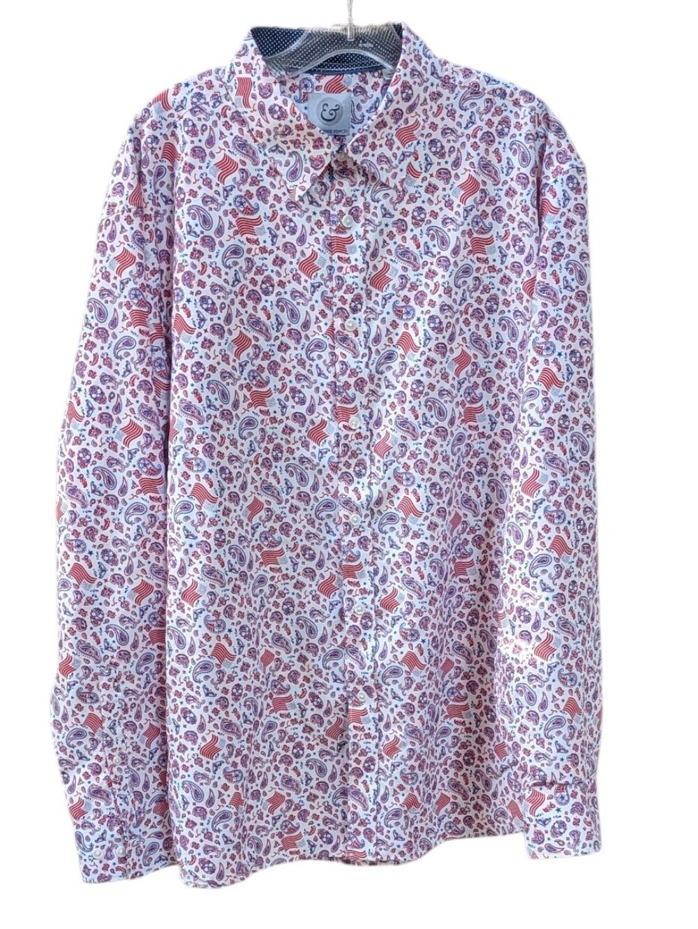 Kilburn And Finch Red White And Blue Patriotic Casual Button-down Shirt. XXL